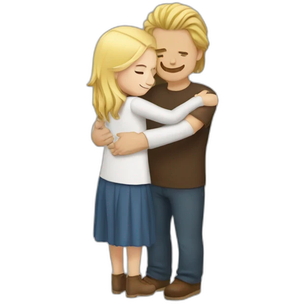 Hug white man brown hair and white girl blond hair emoji