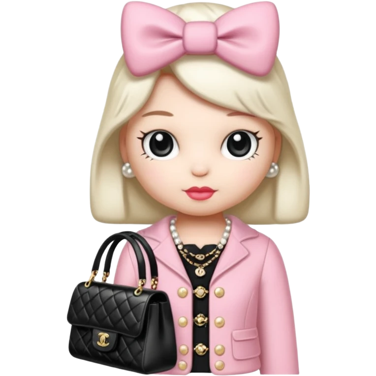 Hello Kitty wears in Chanel with a black bag Timeles emoji
