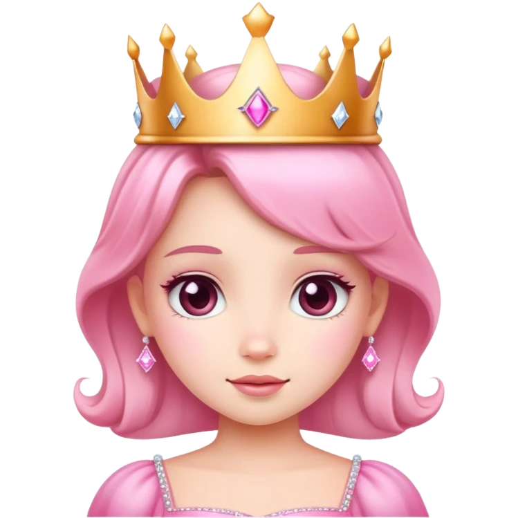 Cute pink princess with crown and sparkles emoji