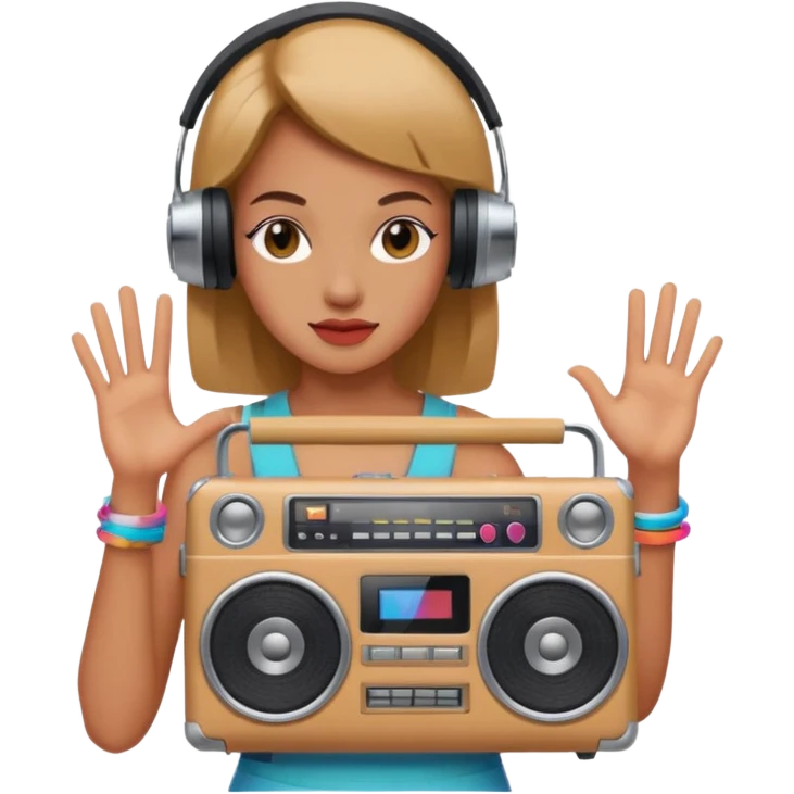 woman holding boombox emoji