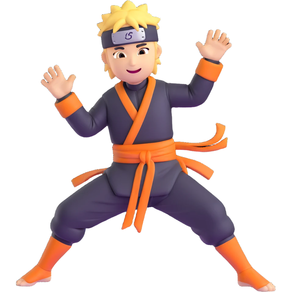 Naruto smiling in ninja pose emoji