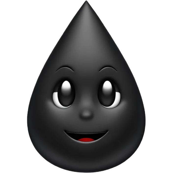Minimal emoji, gothic teardrop sculpted from solid black metal, smooth reflective surface, heavy symbolic form, no glow, no neon, flat emoji style, centered, transparent background emoji