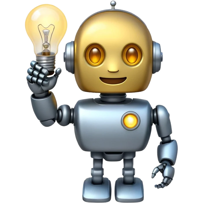 “A happy robot emoji holding a light bulb.” emoji