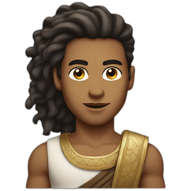 strong young light-skinned ancient israelite man mid length hair emoji