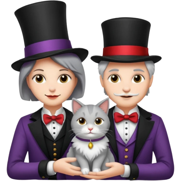 magician couple and their pet cat emoji