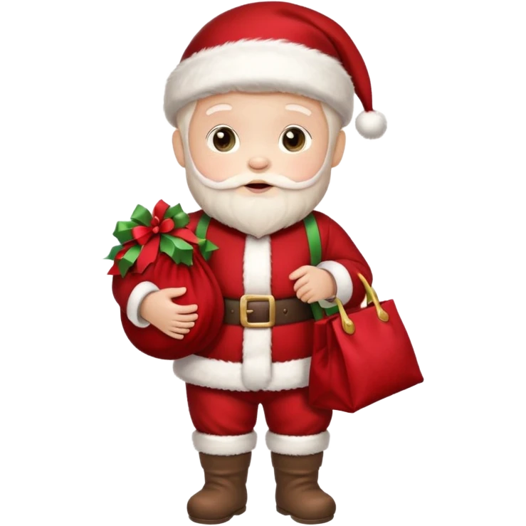 baby Santa Claus is carrying a bag of presents  emoji
