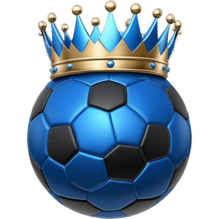 Blue crown on black soccer ball emoji