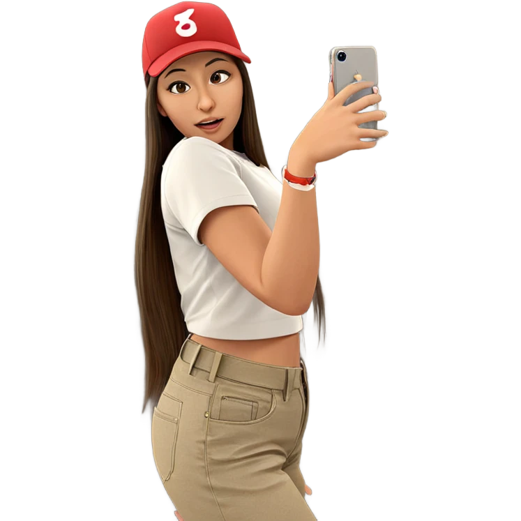 girl taking selfie in hat emoji