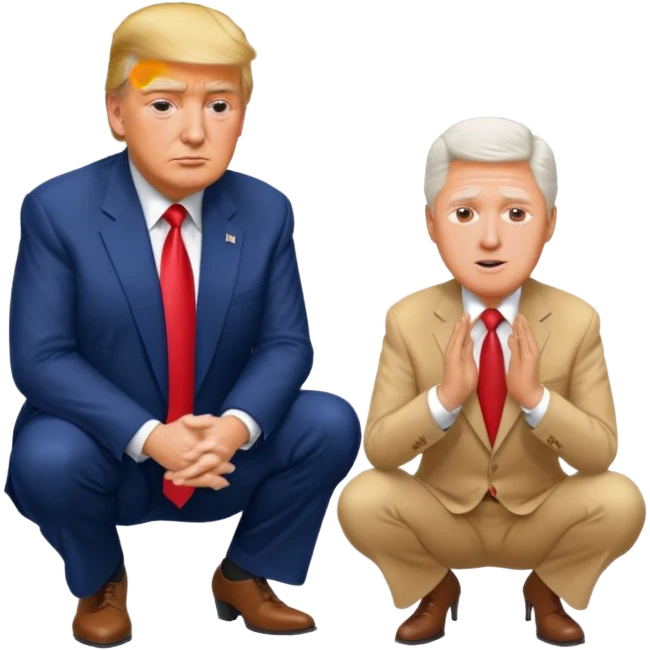 Donald Trump kneeling down in front of Bill Clinton emoji