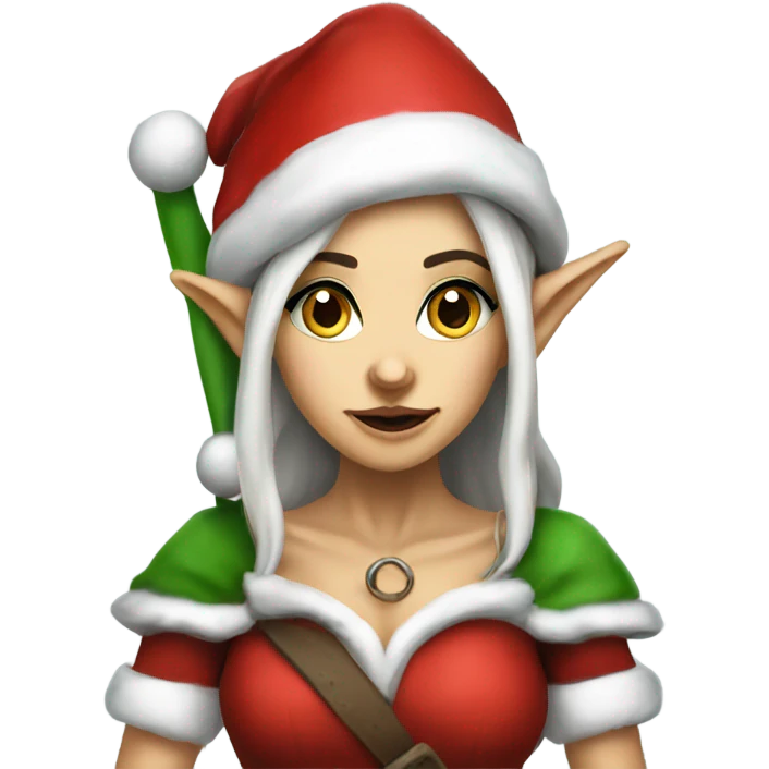 rogue female elf fantasy wearing santa hat emoji