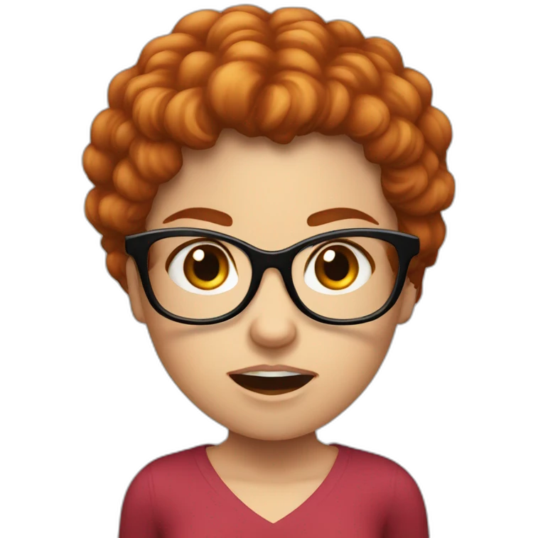 caucasian girl angry  with  red curly girl and glasses emoji