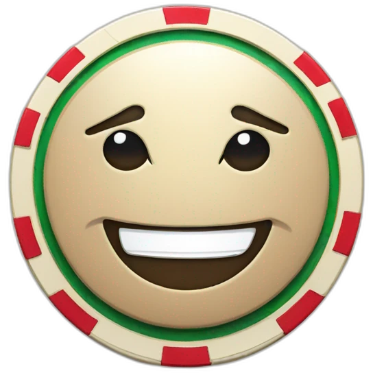 a casino chip with cartoon face emoji