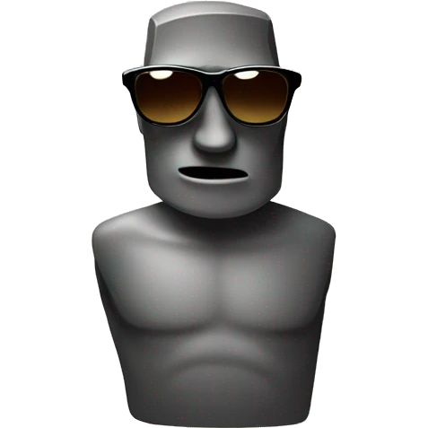 apple emoji moai with sunglasses emoji