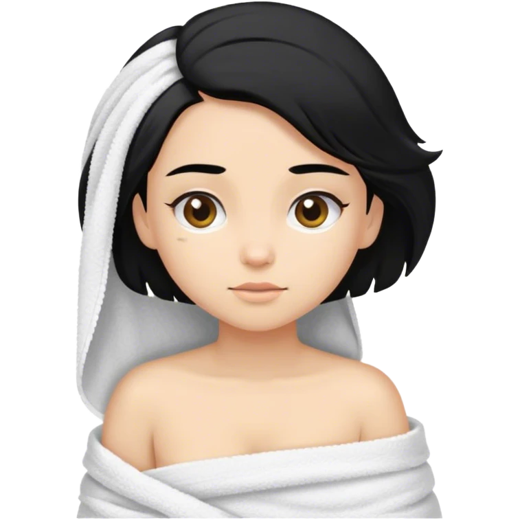 Girl in towel black hair light skinned not white towel in chest hair no towel just hair emoji
