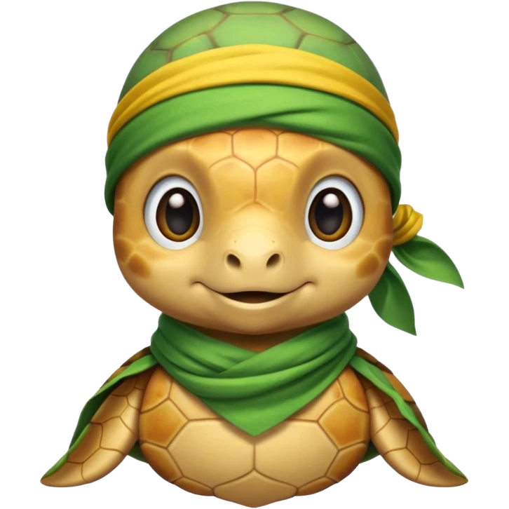 cute sea turtle wearing a yellow pirate scarf emoji