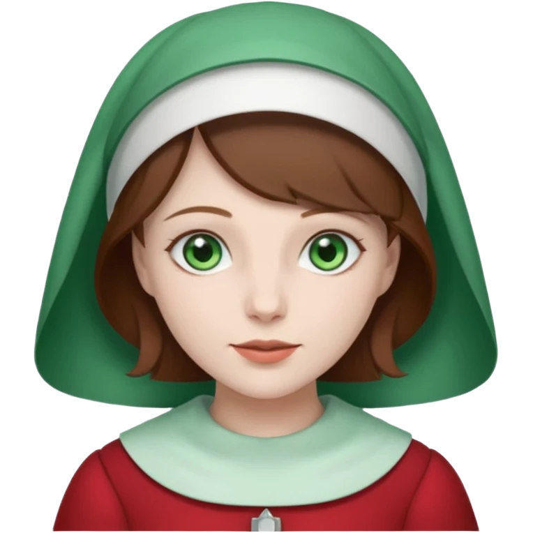 Handmaid woman with brown hair and green eyes. Only head emoji