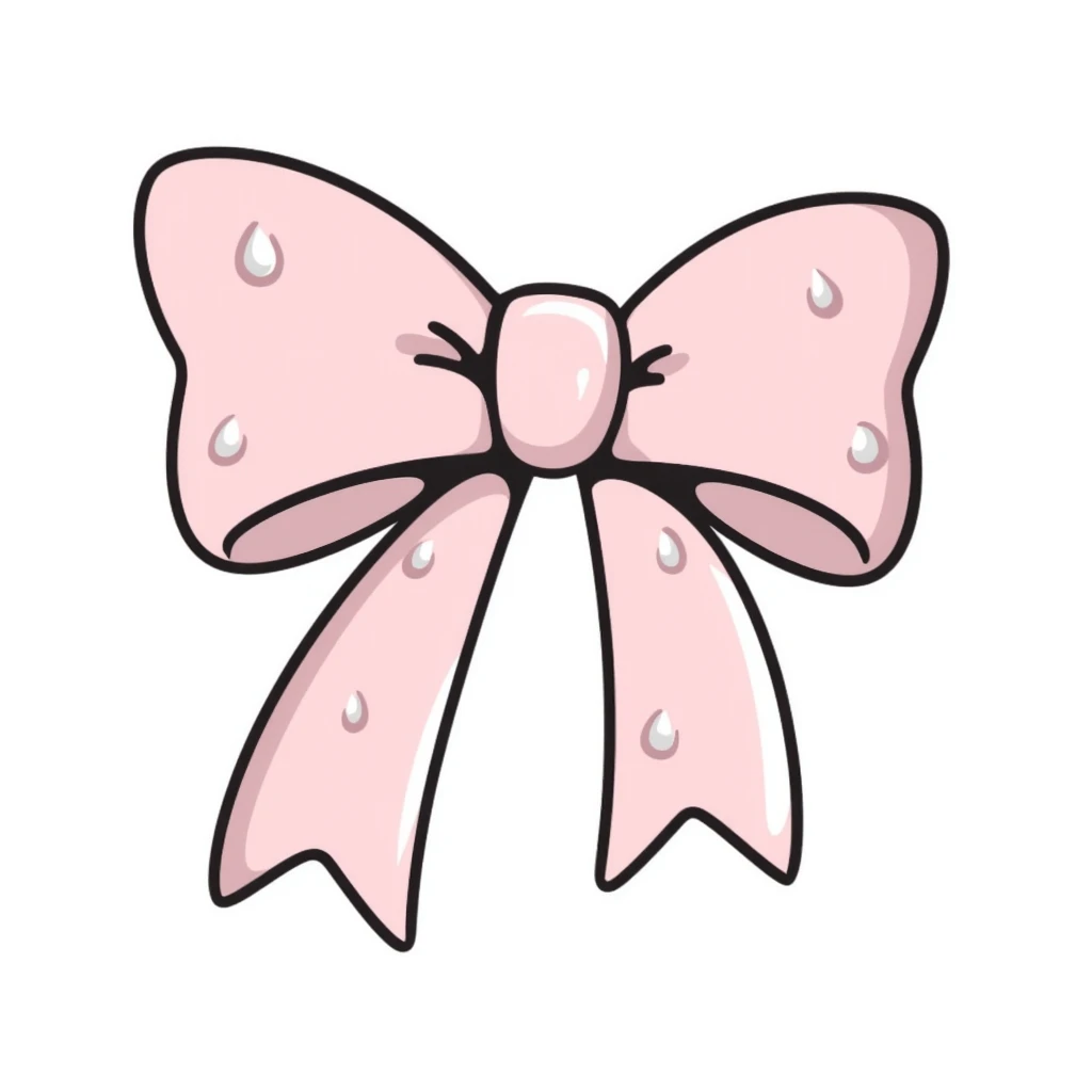 Pastel pink bow with pearls emoji