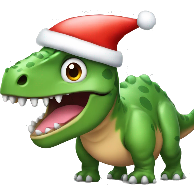 Dinosaur with christmas hat emoji