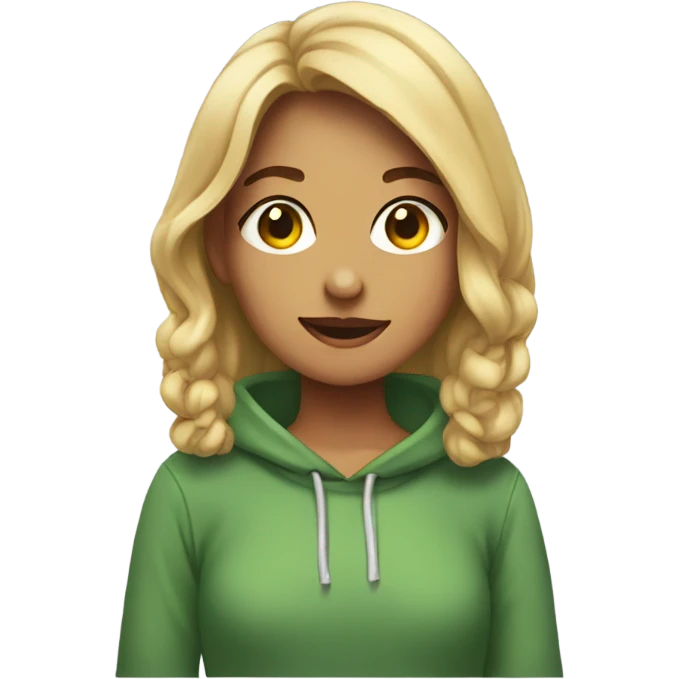 Girl wearing a sweatshirt that says dickleeeee emoji