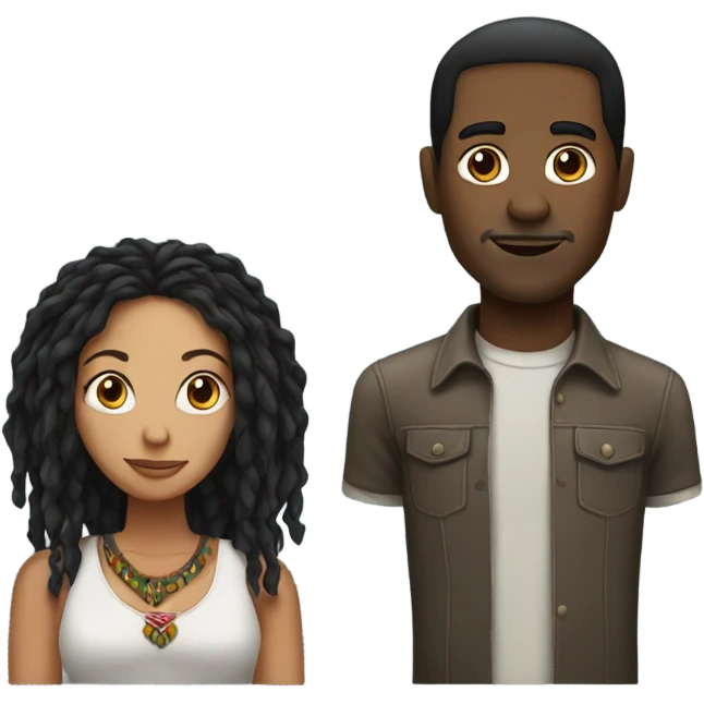 Black guy with dreads and Mexican girl straight black hair emoji