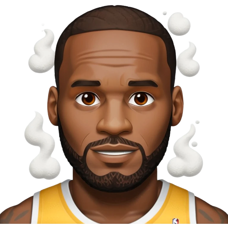 LeBron James with white stuff on his face emoji