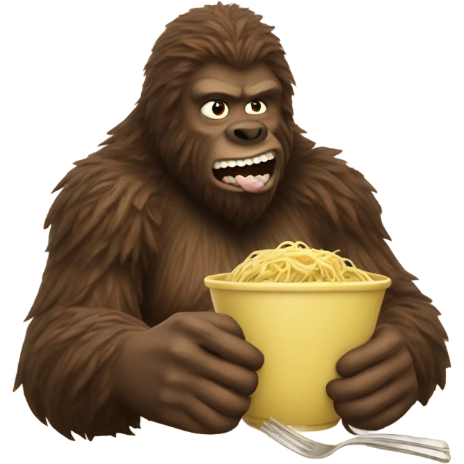 Bigfoot eating spaghetti  emoji