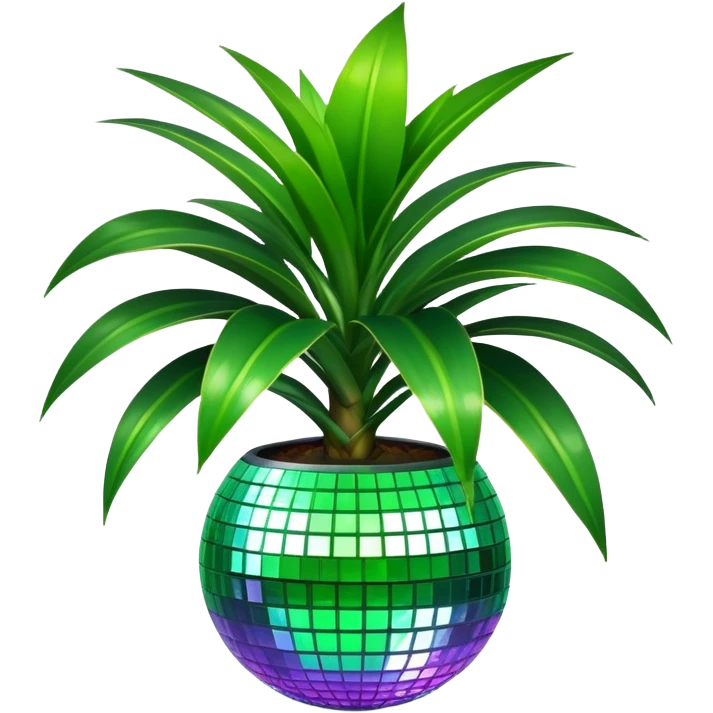 dracaena houseplant in a disco ball emoji