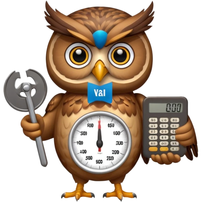 mascot owl holding money and weight scale  emoji