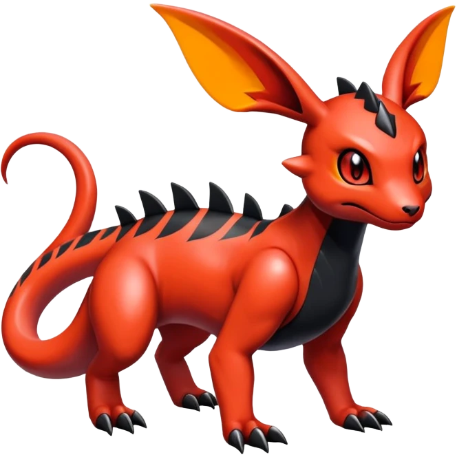 Cute Shiny Guilmon-Salandit-Umbreon-Fakémon-hybrid-creature (full body)  emoji