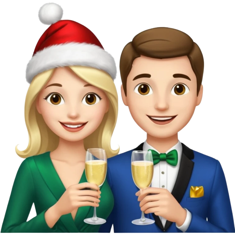 A Woman and a man with a champagne cup new year emoji