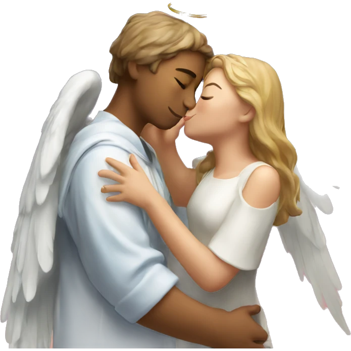 A cat kissing an angel emoji