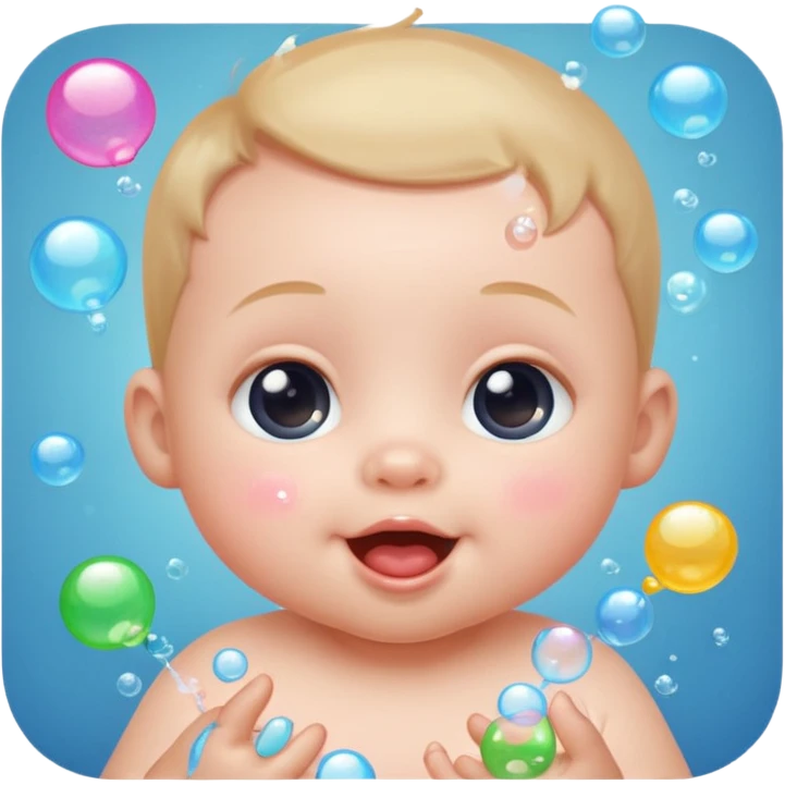 Tiny baby popping bubbles emoji