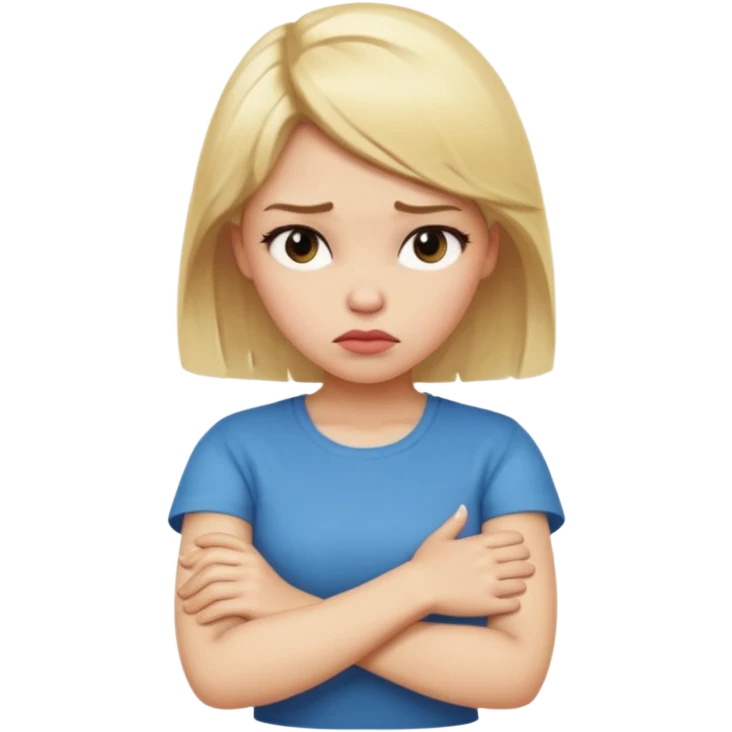 Girl with blonde hair who has her Arms crossed pouting  emoji