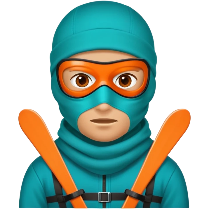 sinister-looking robber with teal and orange ski mask emoji