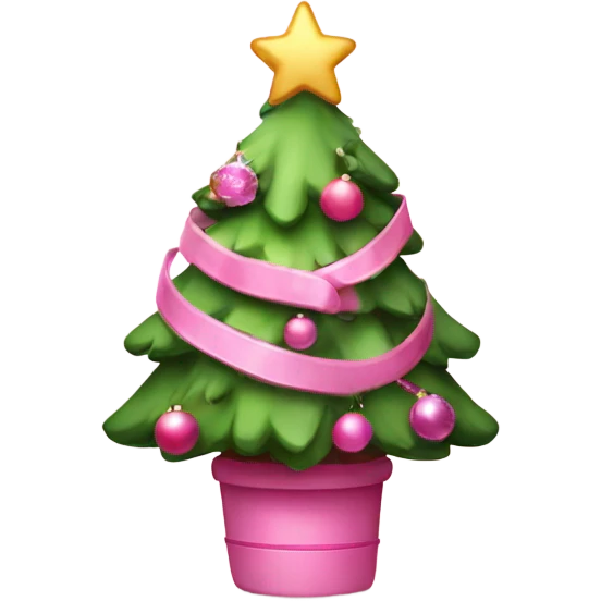 cute christmas tree with pink decor and a cute star emoji