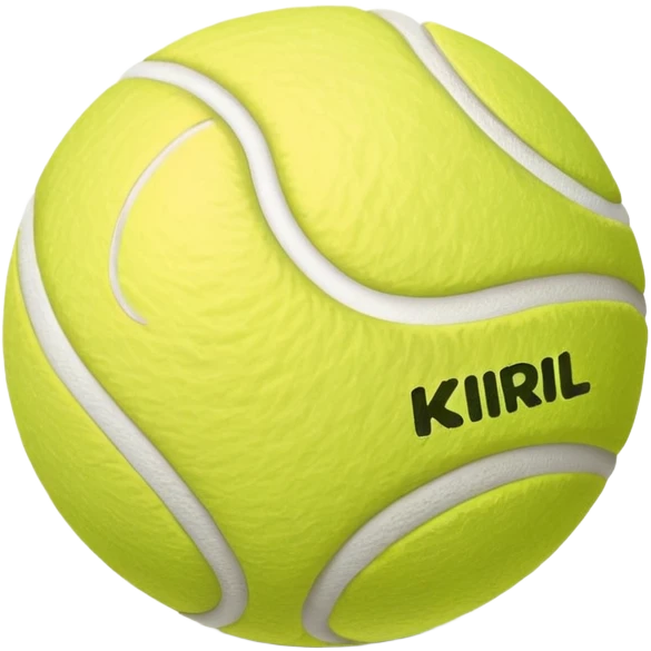 White tennis ball with (KIRIL) text on ball emoji