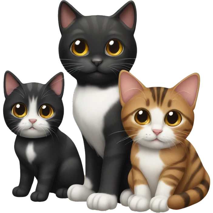 Two black cats and a brown tabby cat emoji