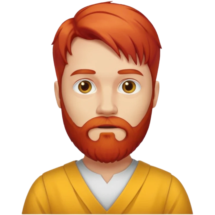 red hair, white bearded man angel yello dress emoji