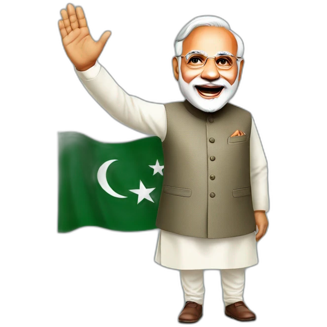 hyper realistic narendra modi waving pakistan flag emoji