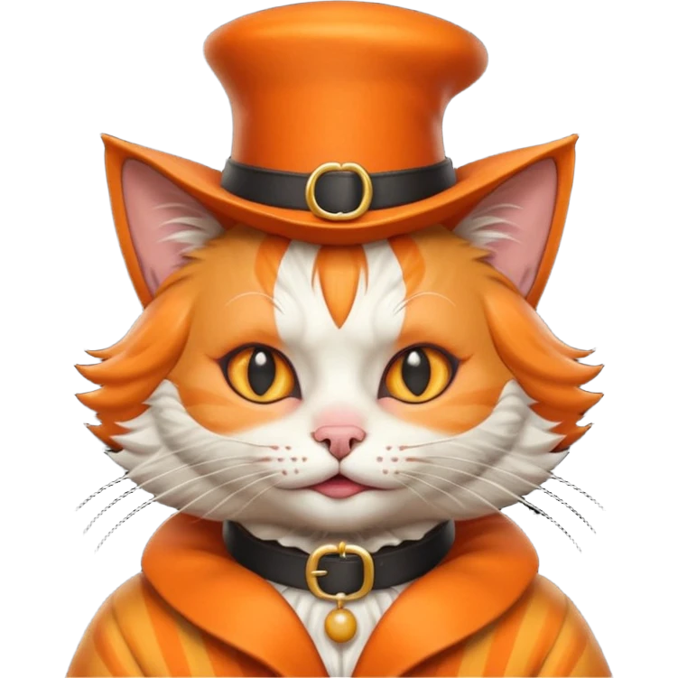 Cat clown with pointy hat, belt emoji