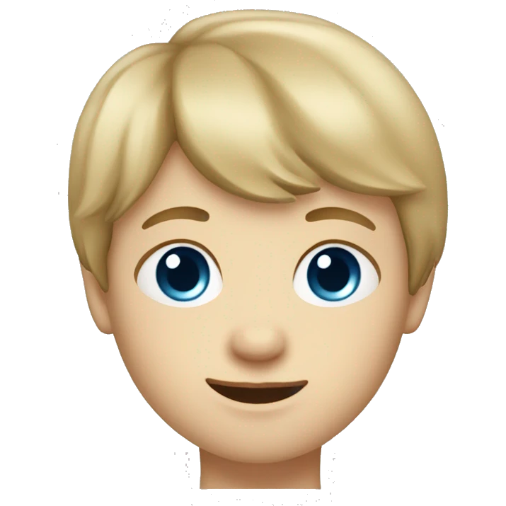 Caucasian little boy with blue eyes and dirty blonde hair with bangs emoji