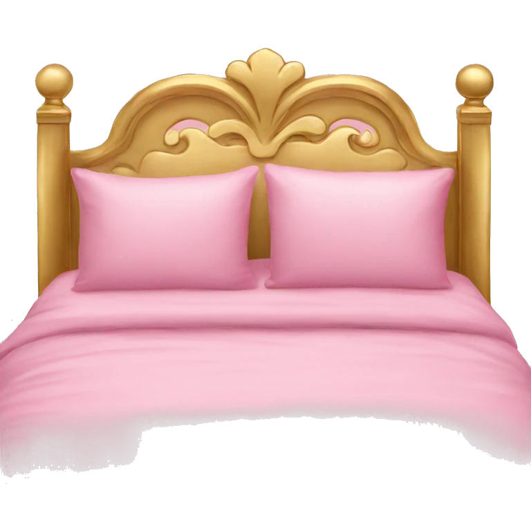 Pink bed with gold emoji