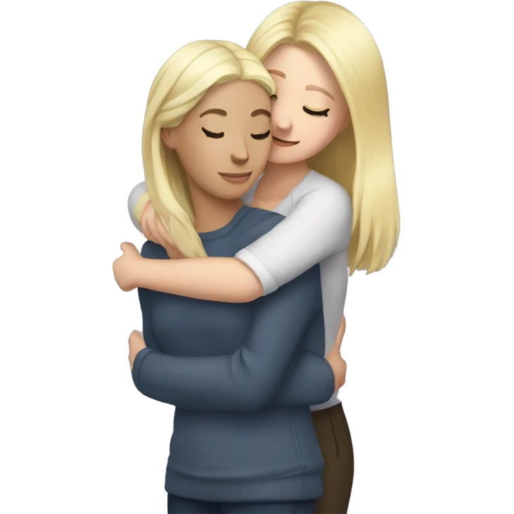 The woman blonde hugs the girl brunette  emoji