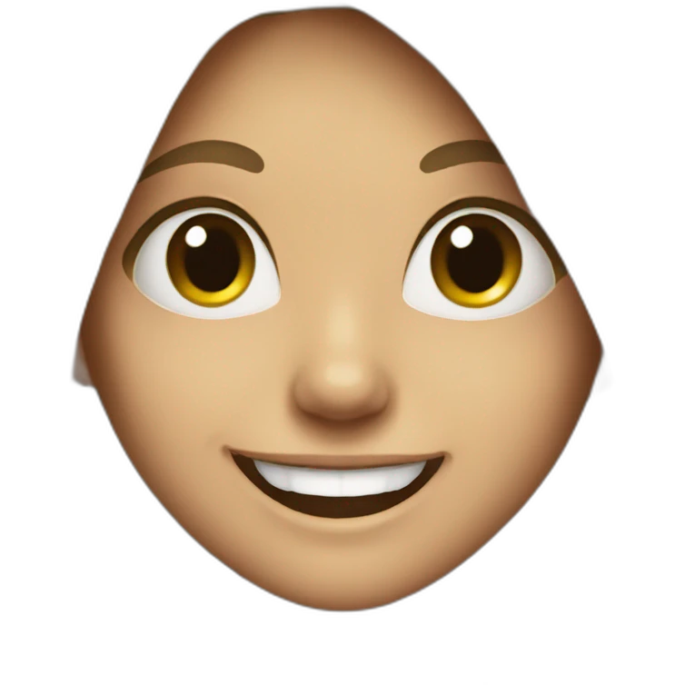 Girl with long hair and big smile emoji
