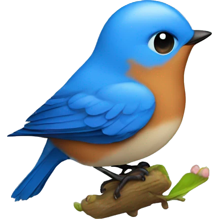 Bluebird and butterflies with kisses emoji