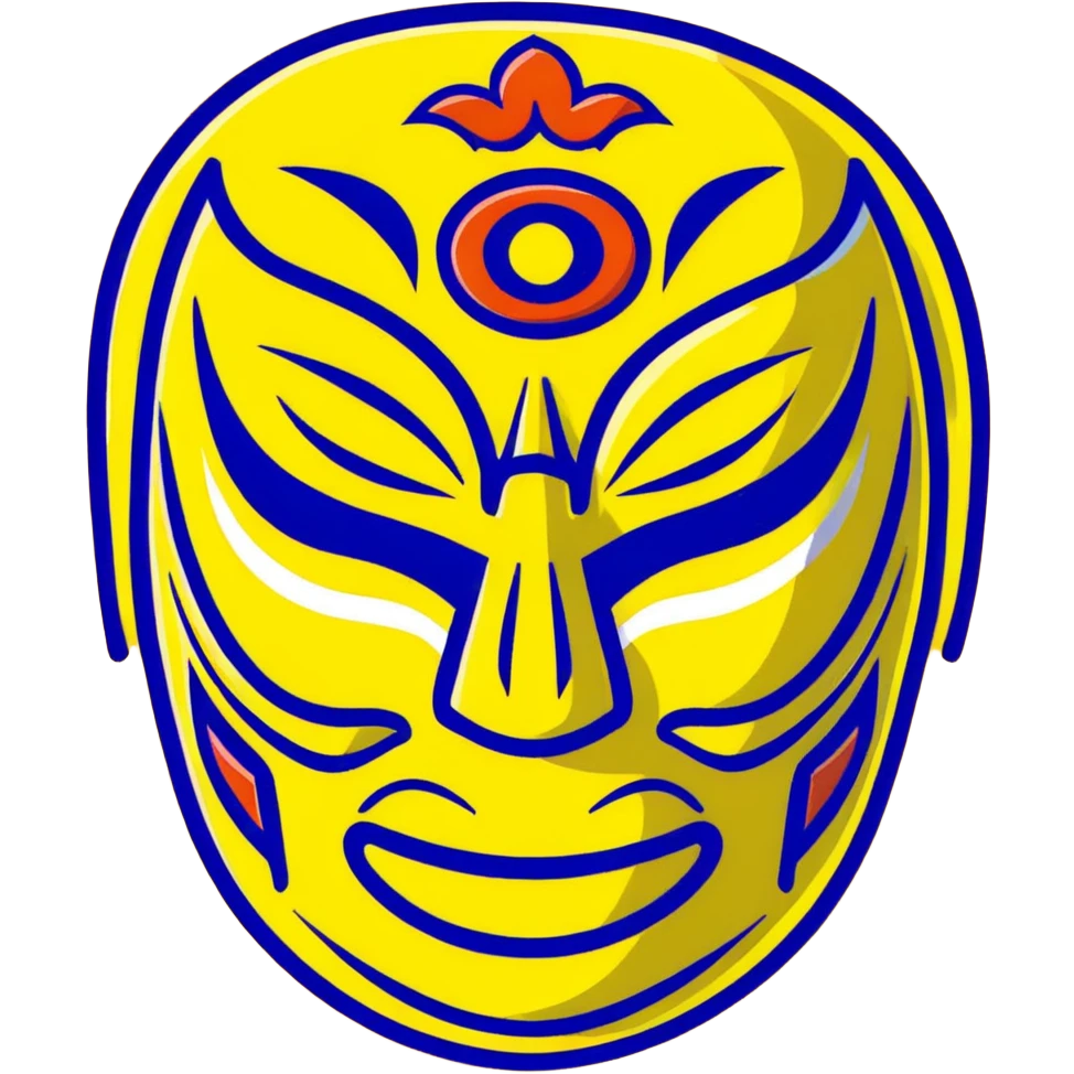 A vibrant purple and blue luchador mask with decorative patterns emoji