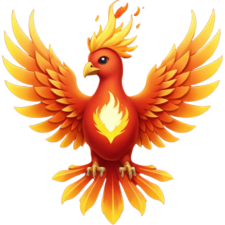 Phoenix force from marvel in a shape of flame bird towards screen with spread wings emoji