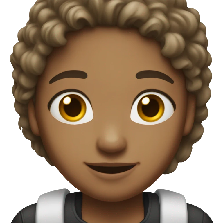 Brown-haired with a little white strand of hair girl smiling  emoji