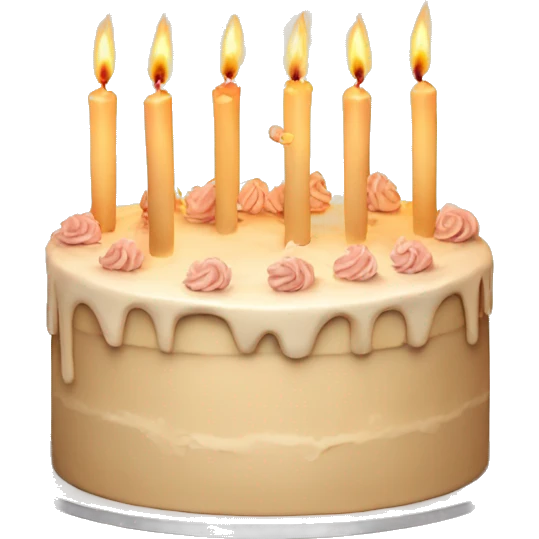 Aesthetic beige birthday cake with candles emoji
