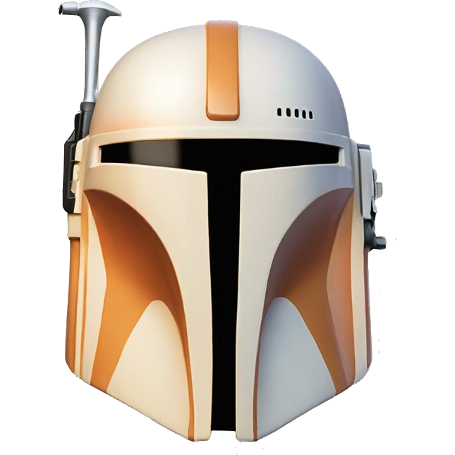 Pastel orange and white colored Mandalorian helmet with antenna emoji